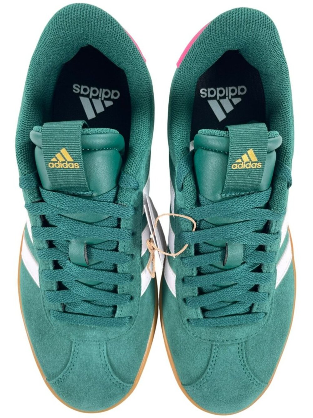 Adidas VL Court 3.0 Sportswear Sneakers Green Suede W/Pink Trim Women's Sz 8 NEW - Picture 7 of 12